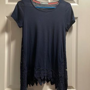 Cute Dressy Navy and Lace T-shirt